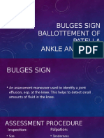 Bulges Sign Ballottement of Patella Ankle and Foot