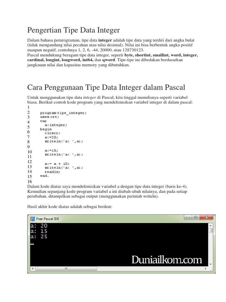 Pengertian Tipe Data Integer | PDF
