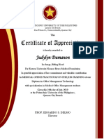 Certificate of Appreciation: Judylyn Dumanon