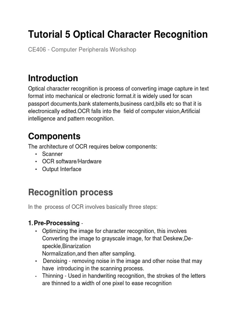 Optical Character Recognition Tutorial | PDF | Optical Character ...