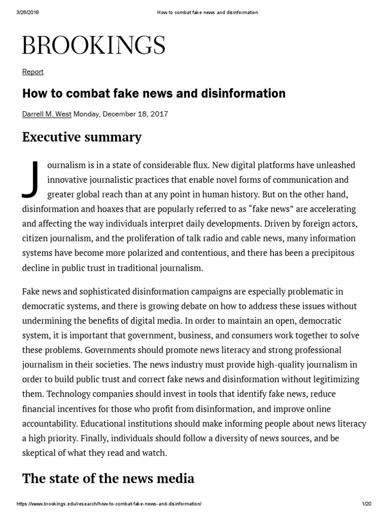 How To Combat Fake News and Disinformation | PDF | News | Journalism