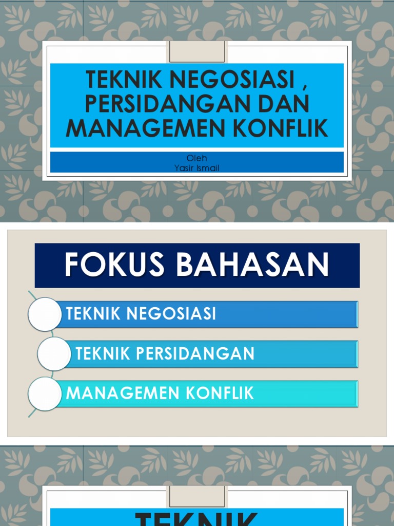 Materi Teknik Negosiasi Persidangan Dan Management Konflik