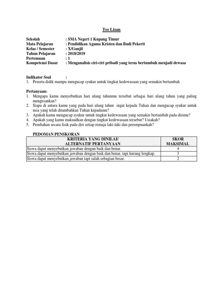 Tes Lisan 1