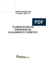 COVENIN 2030-1987 Clasificacion de Alojamiento Turistico.pdf