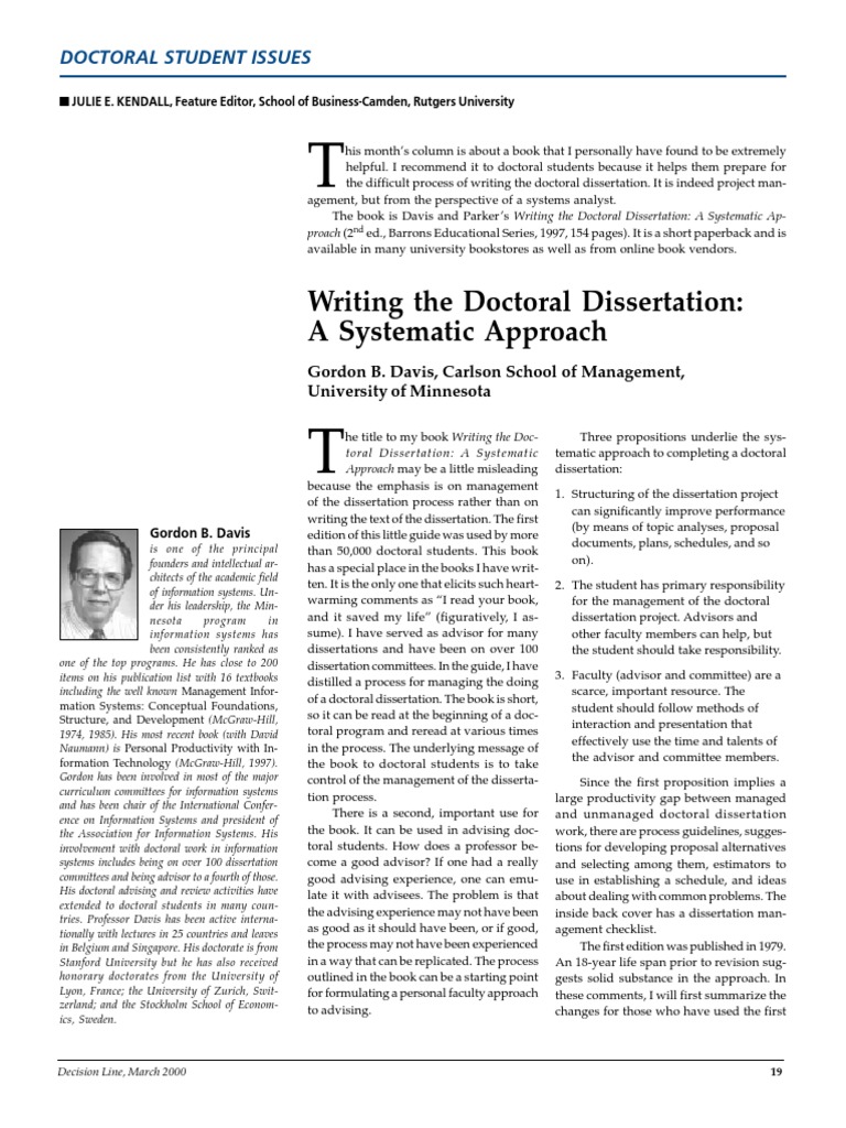 Writing The Doctoral Dissertation: A Systematic Approach | PDF | Thesis ...