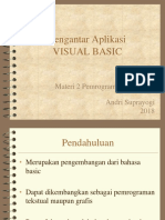 Pengantar Aplikasi Visual Basic: Materi 2 Pemrograman Komputer Andri Suprayogi 2018