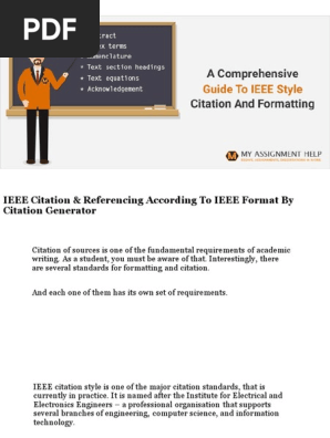 A Comprehensive Guide To Ieee Style Citation And Formatting Www Myassignmenthelp Com Citation Writing