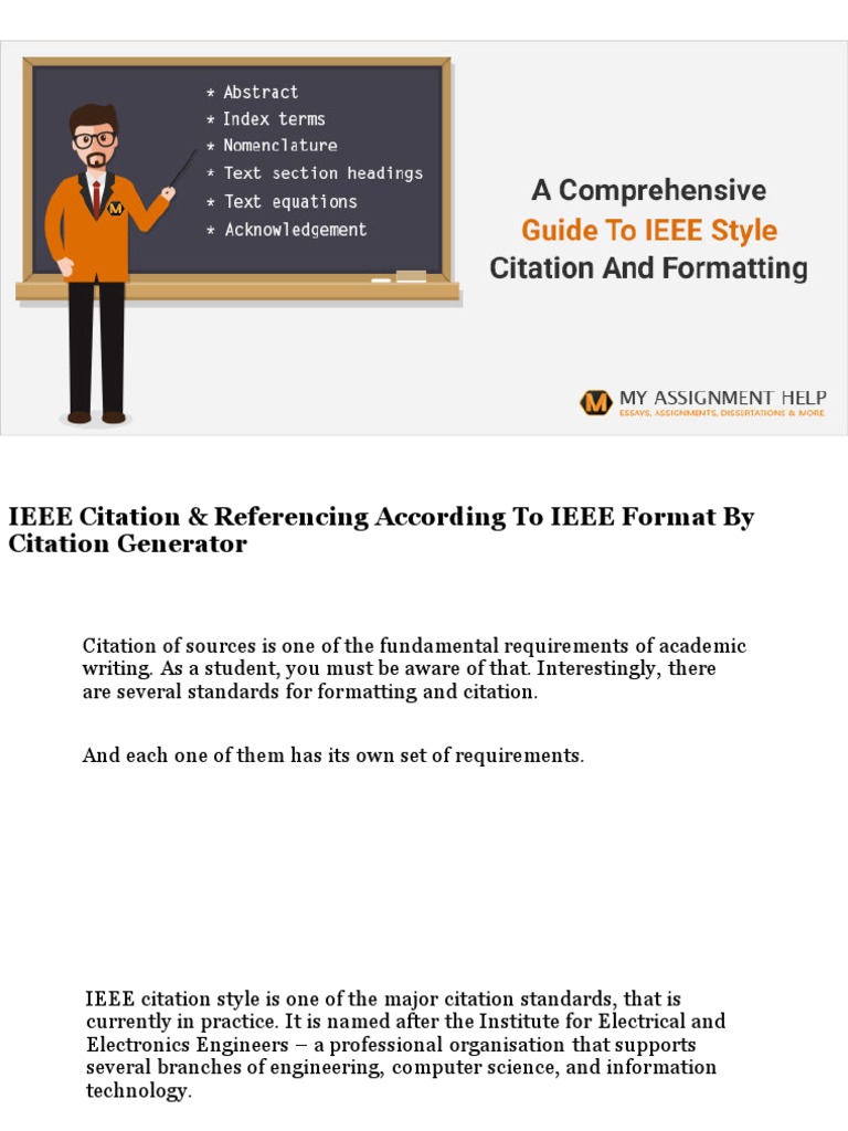A Comprehensive Guide To Ieee Style Citation And Formatting Www Myassignmenthelp Com Citation Writing
