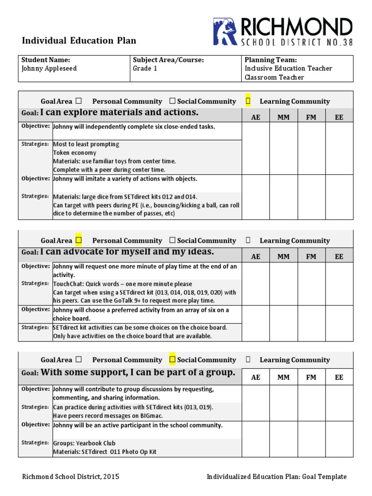 Example Competencybased Iep-1jgzbhx | PDF | Teachers | Education Theory