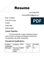 Resume for S.Shafiulla Seeking Career in Programming
