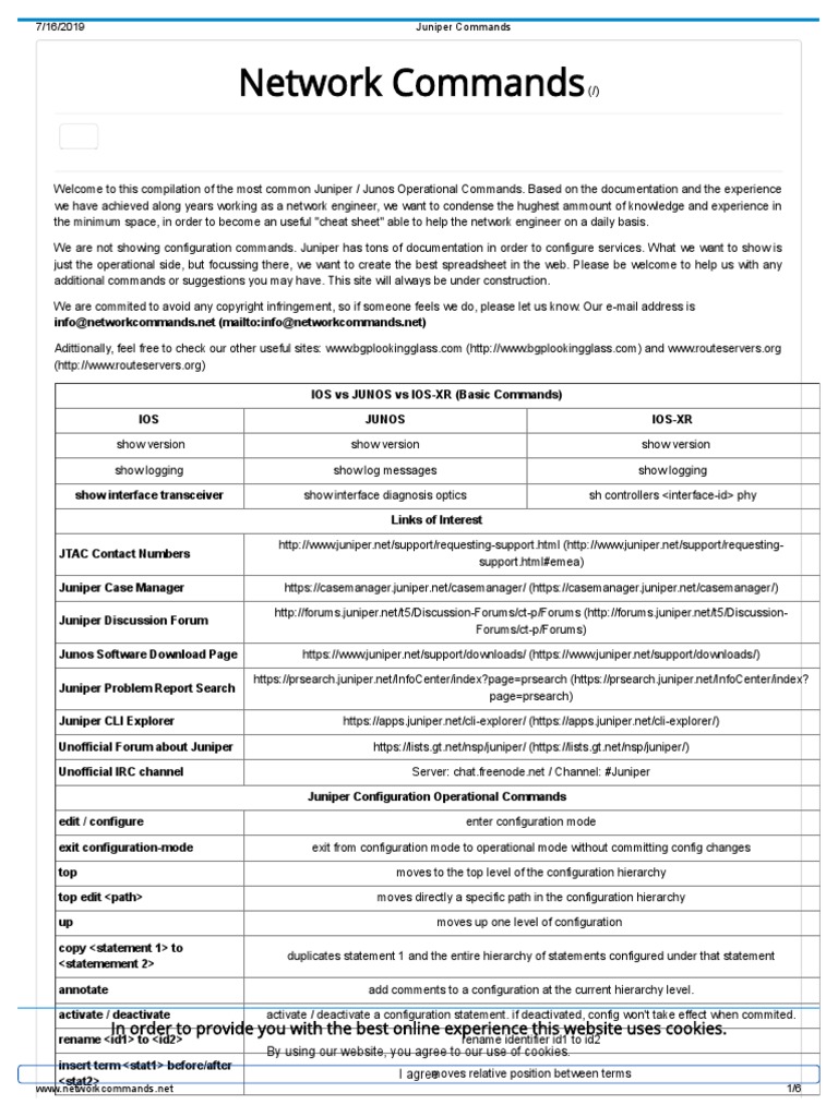 Juniper Commands PDF Command Line Interface Networking Standards