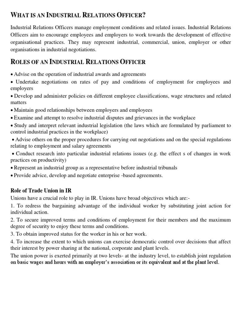 what-is-an-industrial-relations-officer-pdf