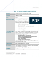 Introduction To Pre-Processing With ANSA: Training Duration Level Who Should Attend