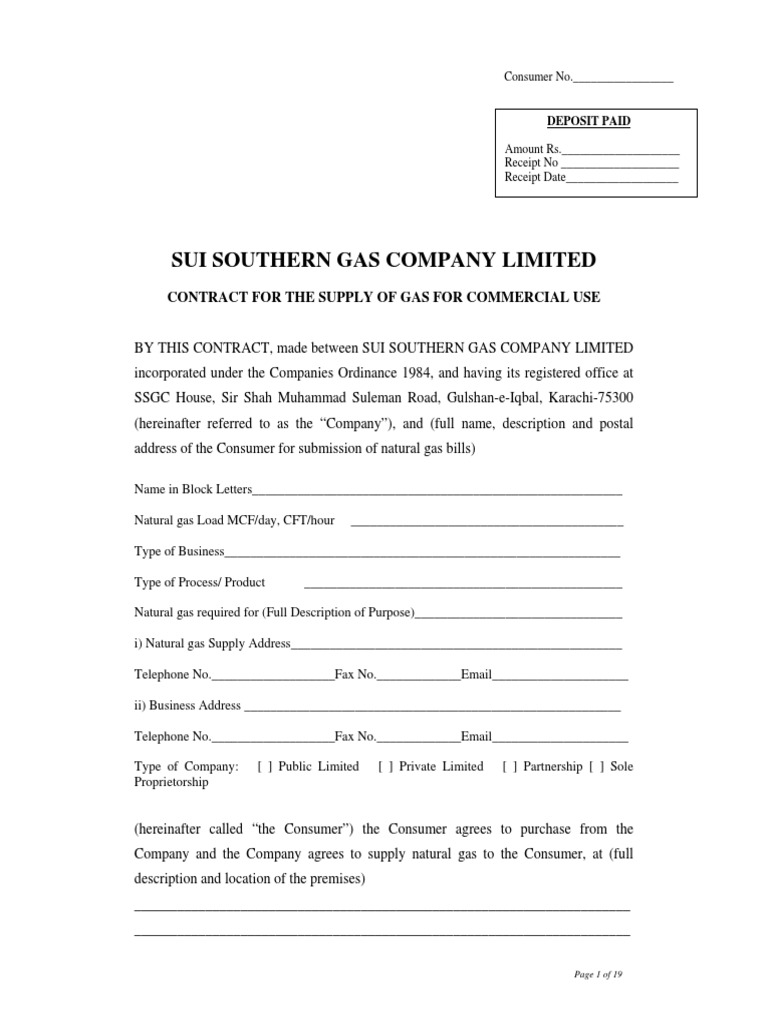 SSGC Gas Supply Contract for Businesses | PDF | Guarantee | Indemnity