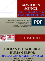 Master's Course in Process Safety and Loss Prevention Covers Human Behavior and Error Analysis