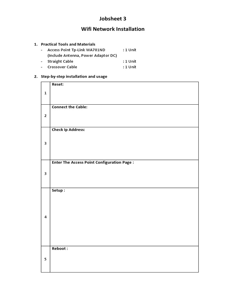 Wifi Network Installation Guide | PDF