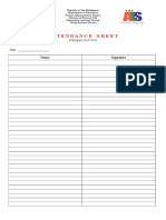 Attendance Sheet: Name Signature