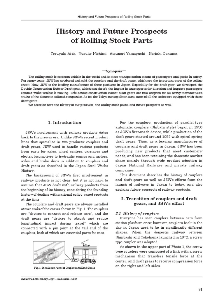 History and Future Prospects of Rolling Stock Parts PDF Train