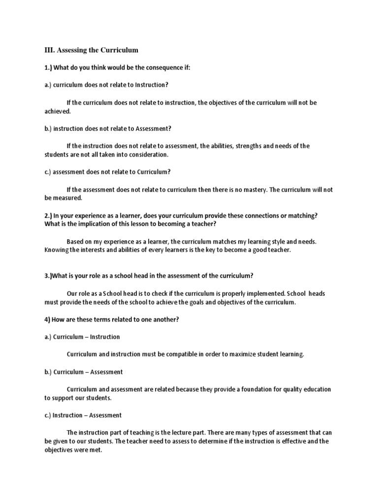 Curriculum Assessment and Instruction Links | PDF | Curriculum ...