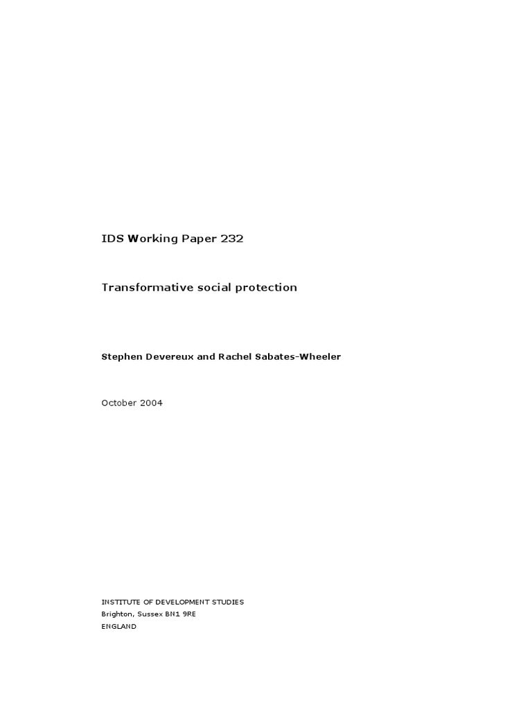 Transformative Social Protection PDF | PDF | Social Protection | Social ...