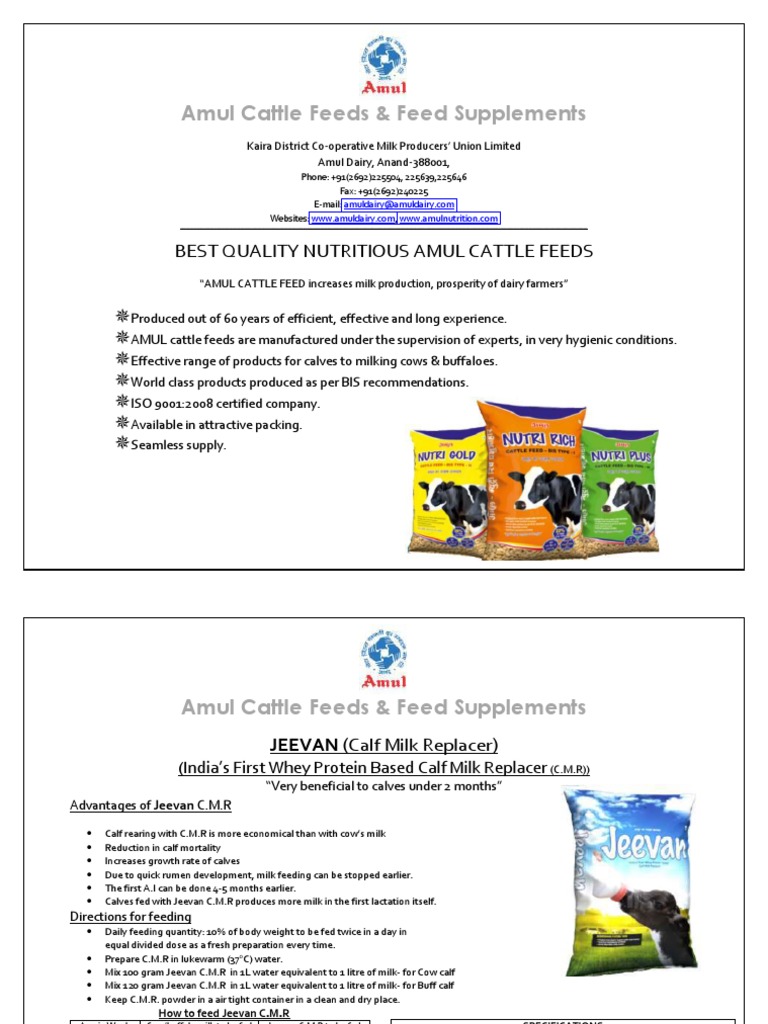 Amul Cattle Feed Price List Pdf