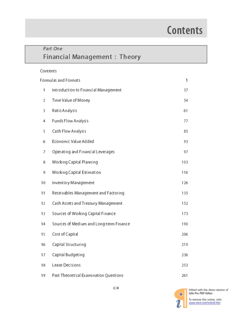 Contents of Taxmann Download Free PDF Working Capital Capital