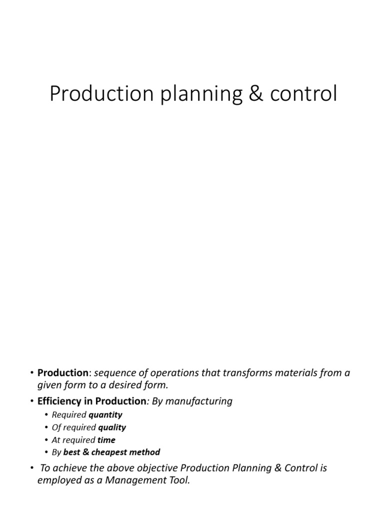 Production Planning & Control PDF Scheduling (Production Processes