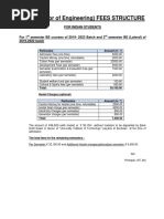 Fees Structure For The 1st Year BE and ME Courses