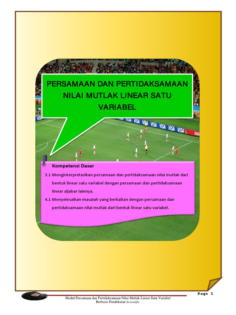 Modul Persamaan Dan Pertidaksamaan Nilai Mutlak Linear Satu Variabel