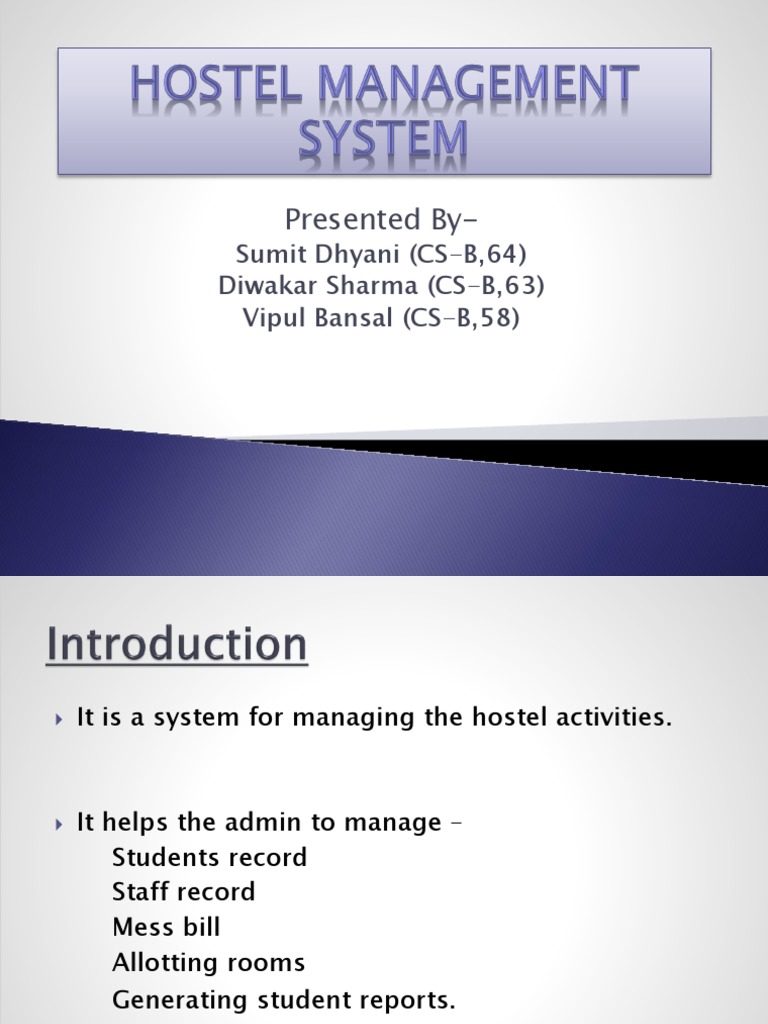 Hostel Management System Overview | PDF