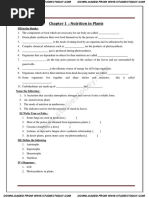 Chapter 1: Nutrition in Plants: Fill in The Blanks