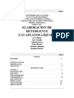 Elaboración de Detergente Lavaplatos Líquido