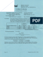 Coating Thickness Instrument - Certificate