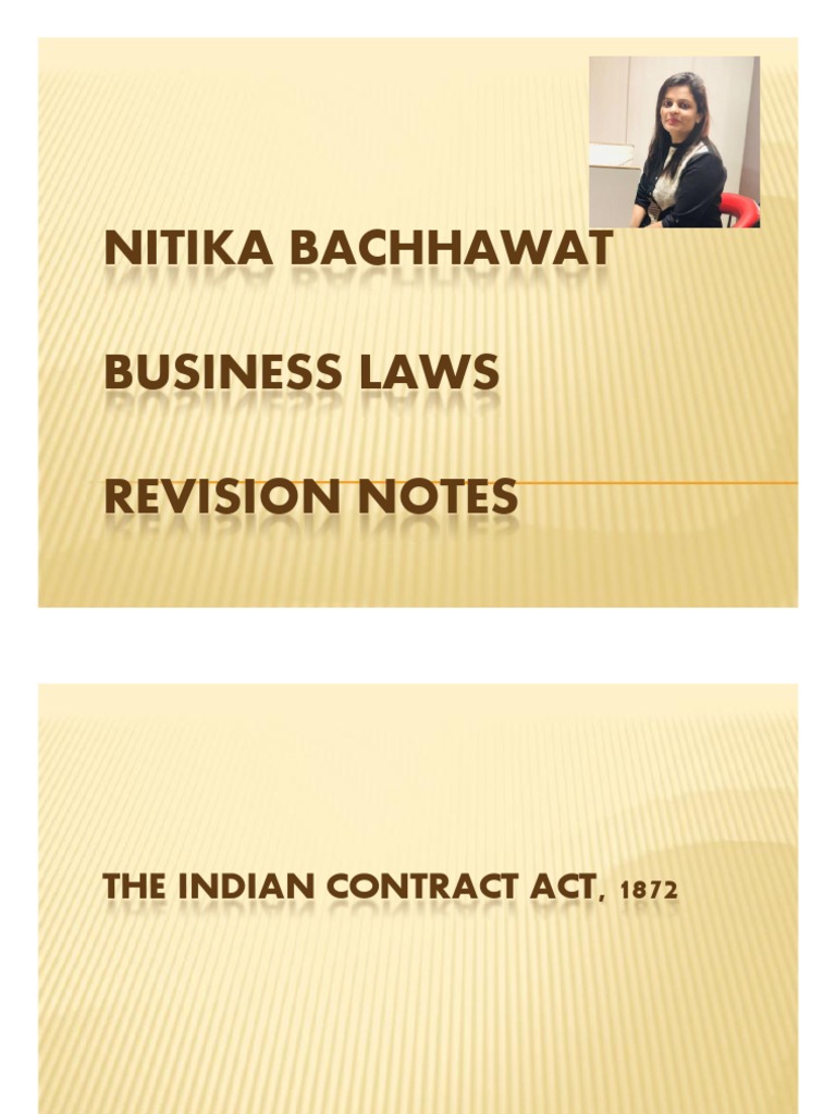 Indian Contract Act 1872 Notes | PDF | Offer And Acceptance | Breach Of ...