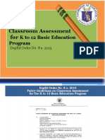 Classroom Assessment For: K To 12 Basic Education Program