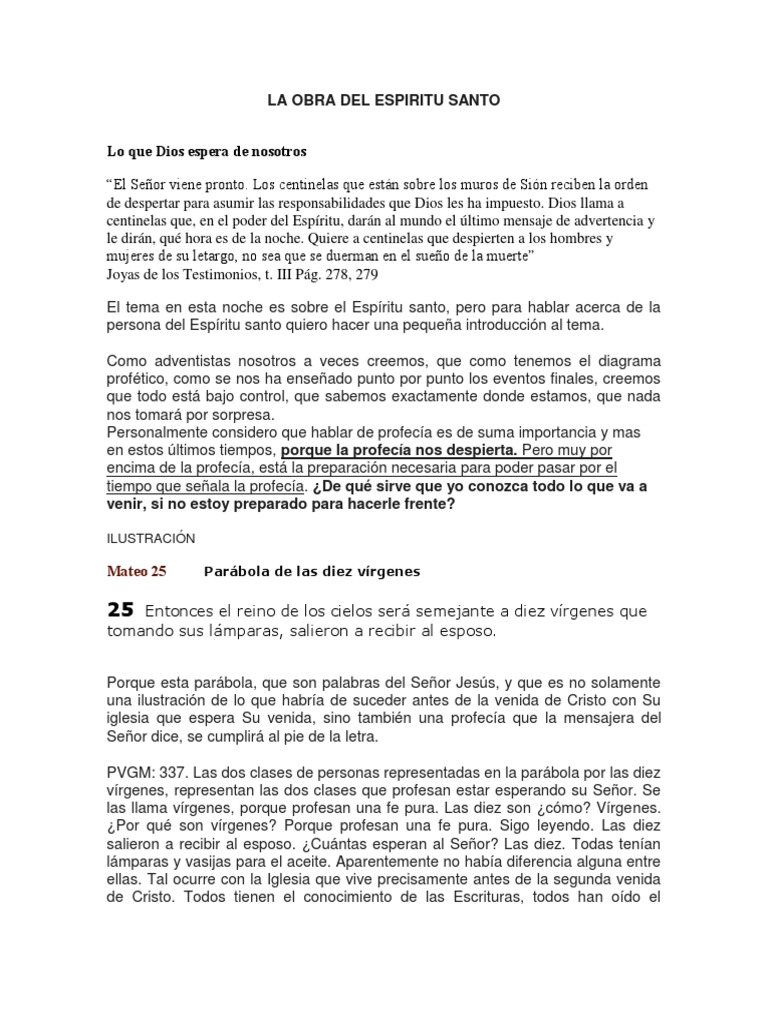 Sermon - La Obra Del Espiritu Santo | PDF | espíritu Santo | María ...