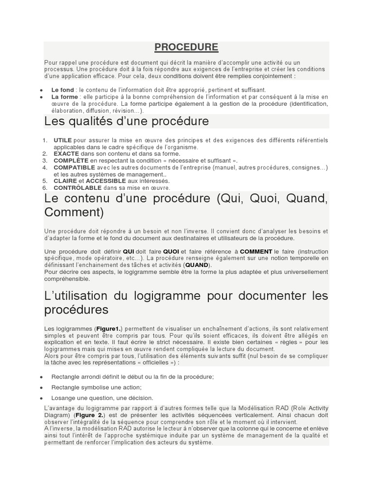 Créer une procédure efficace et claire | PDF | Informations | Business