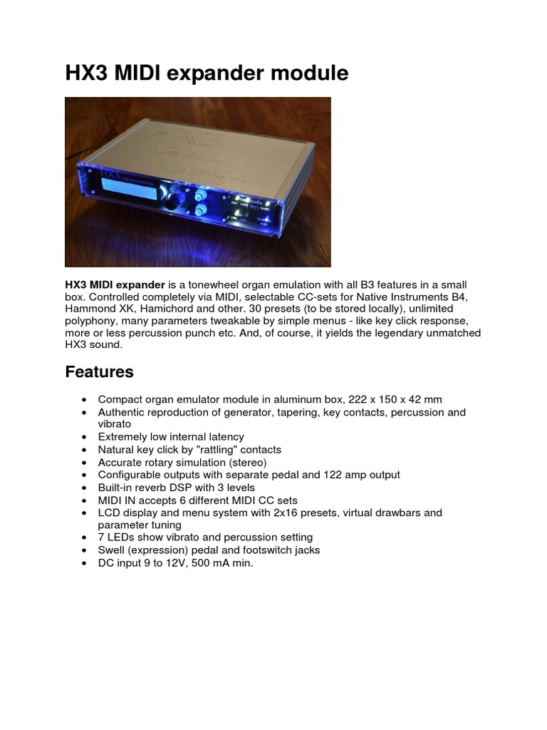 HX3 MIDI Expander Module PDF Sound Recording Sound Production