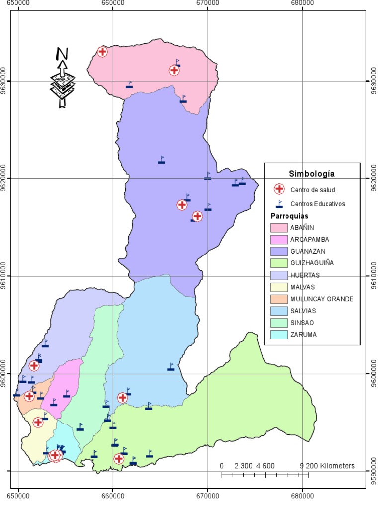 Mapa de asentamientos y servicios de la parroquia Zaruma, Ecuador PDF