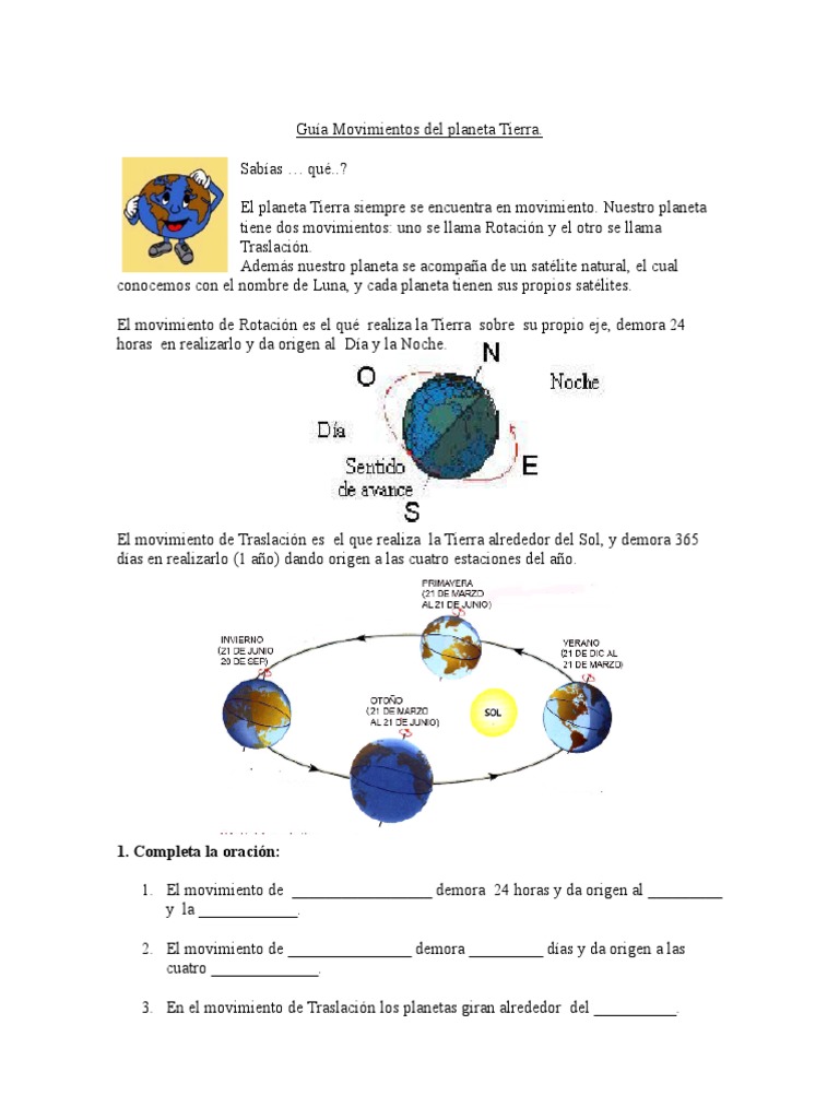 Movimientos de la Tierra para Niños | PDF | Rotación | Tierra