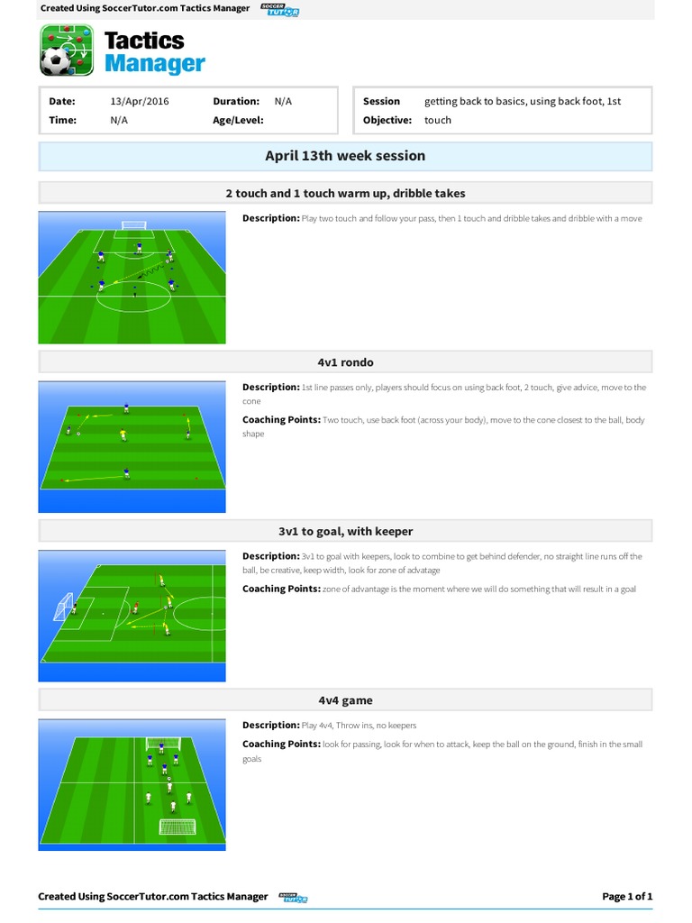Soccer Training Session: Touch & Dribble | PDF | Athletic Sports | Rules