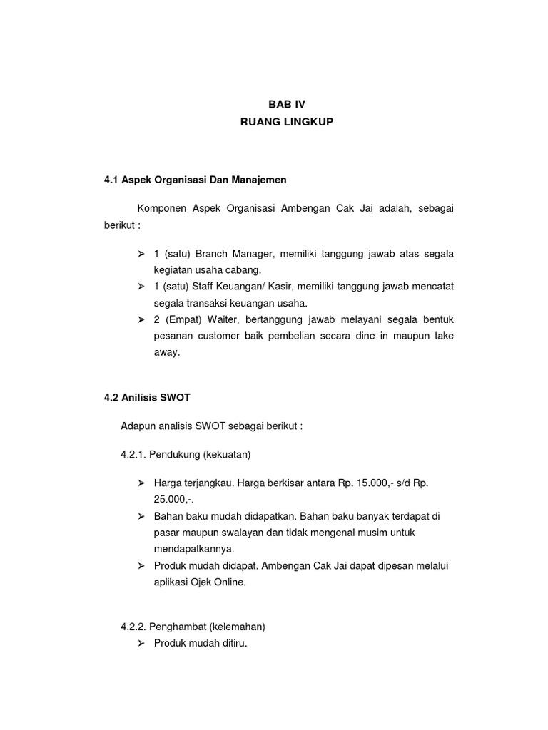 Proposal Usaha Bab 4 Pdf