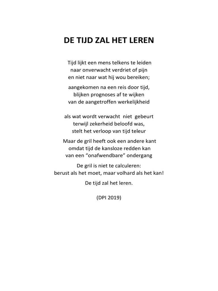 De Tijd Zal Het Leren PDF