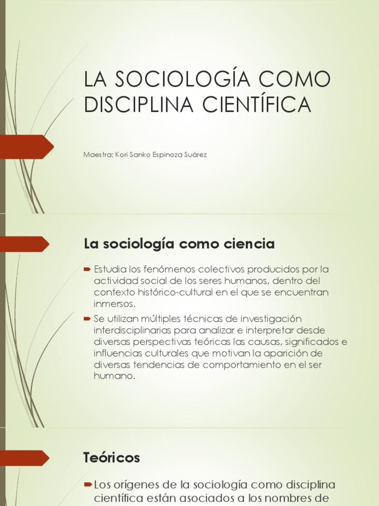 1 La Sociología Como Disciplina Científica | PDF | Sociología | Karl Marx