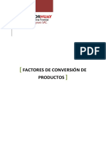 Cuadro Actualizado de Factores de Conversión de Productos