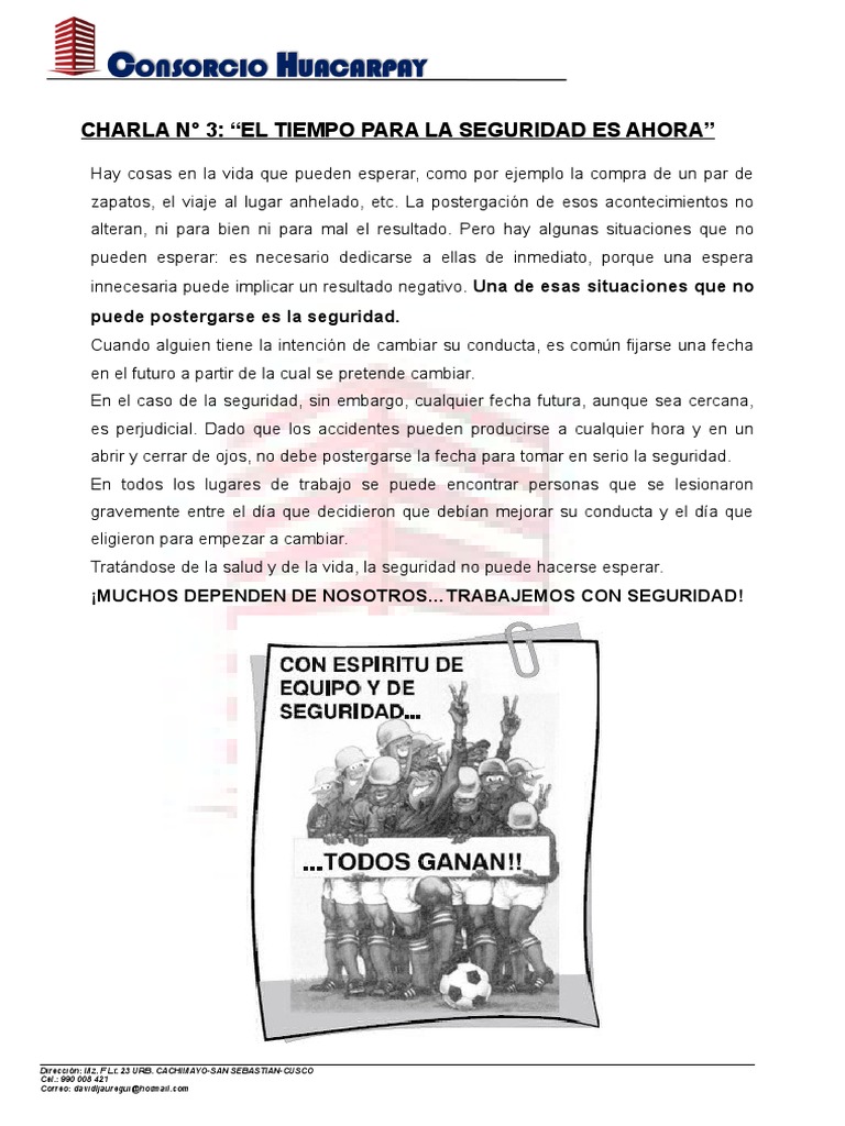 Charla 3 El Tiempo Para La Seguridad Es Ahora Pdf
