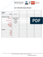 Teacher's Monthly Output Report: Name of Teacher: Subject: Date