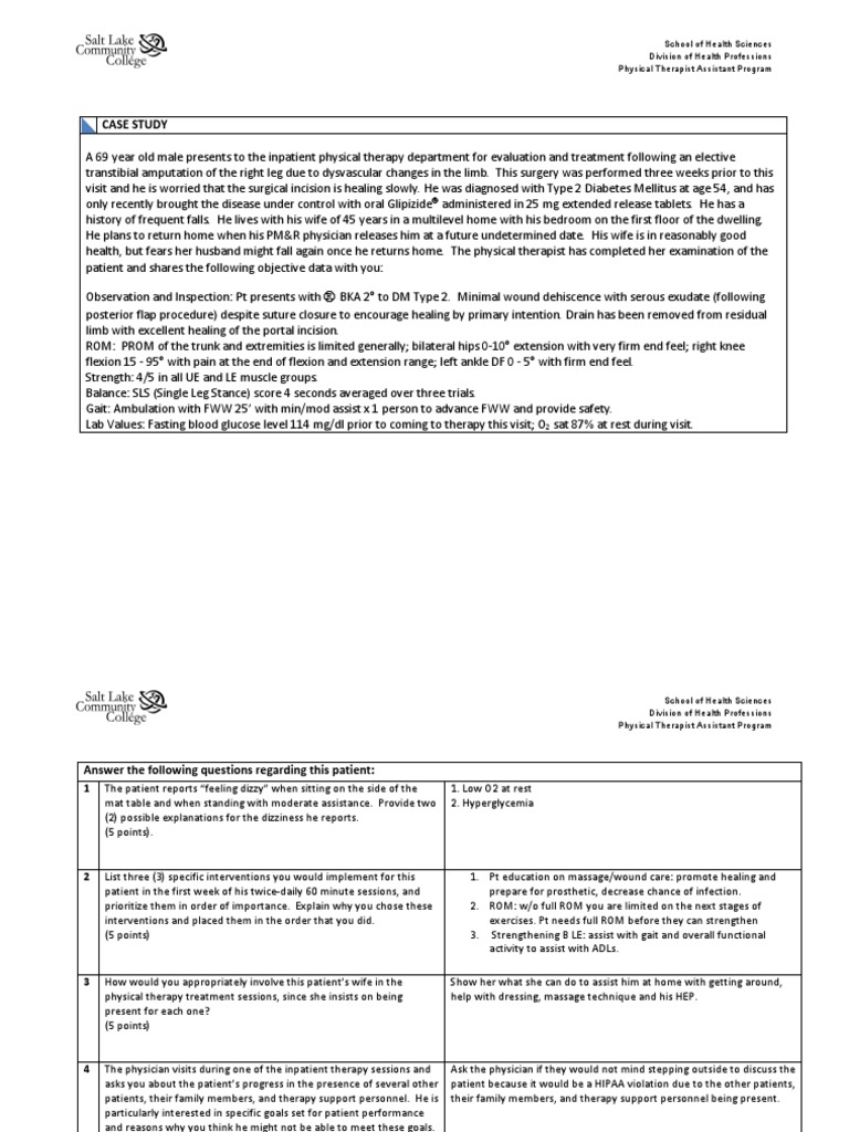 Case Study: Post-Amputation Therapy Plan | PDF | Insulin | Physical Therapy