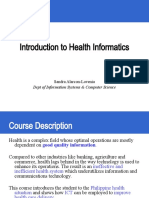 Introduction To Health Informatics: Dept of Information Systems & Computer Science