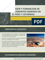 Formación y tipos de yacimientos mineros en Perú y Apurímac